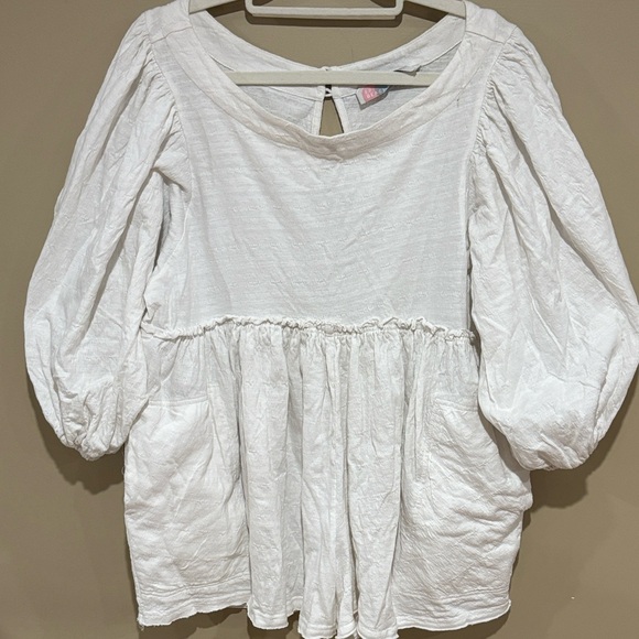 Free People White Short Romper with Balloon Sleeves - Picture 7 of 8
